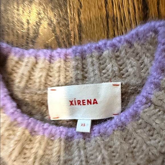 XiRENA Beige and Lavender Crew Neck Sweater - Picture 2 of 12